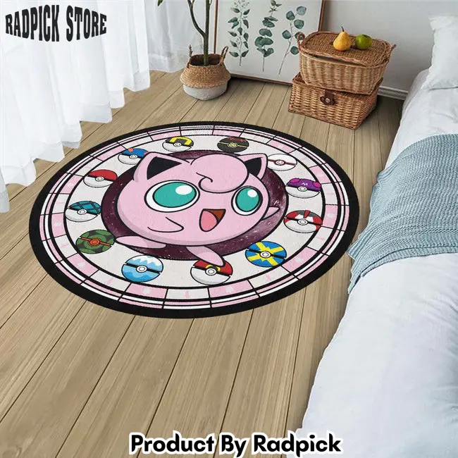 Jigglypuff round rug custom pokemon anime circle carpet jel  rp5954820